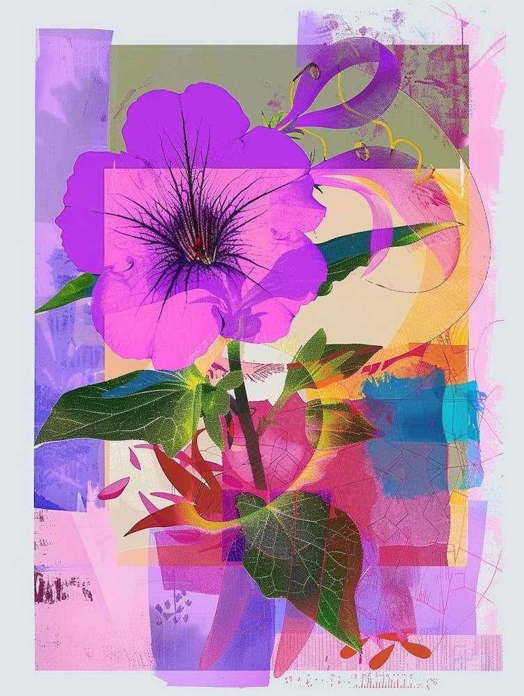 Petunia 3 Neon Flower Collage