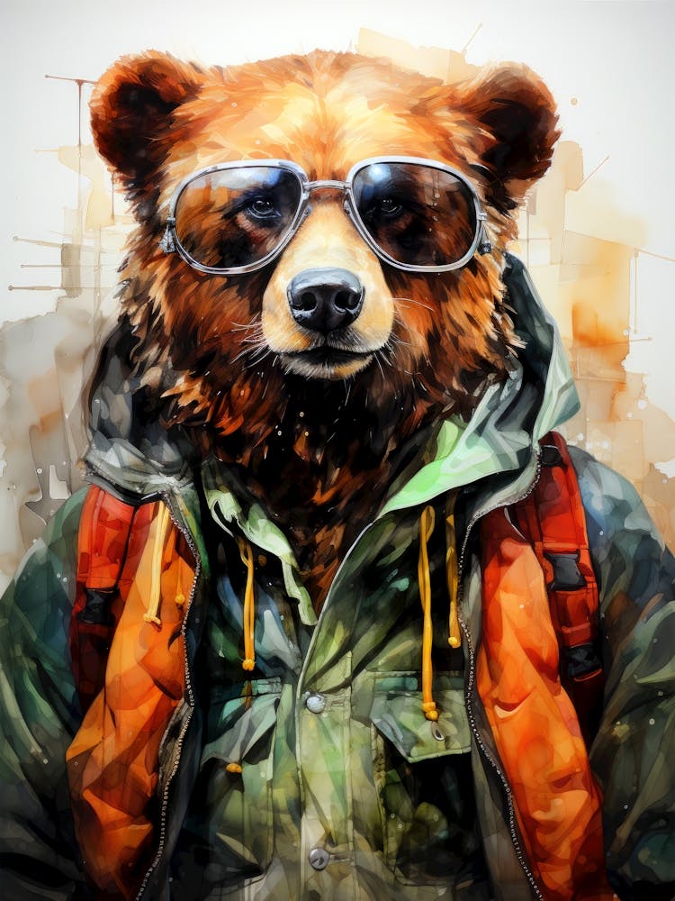 Bear In Sunglasses animal art