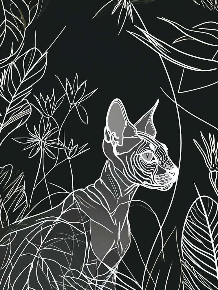 Sphynx Cat Minimalist Illustration 2
