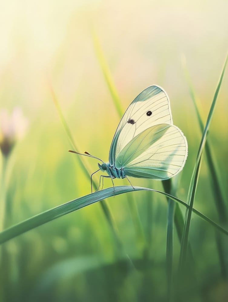 Butterfly On Green Grass.Generated AI. Wall