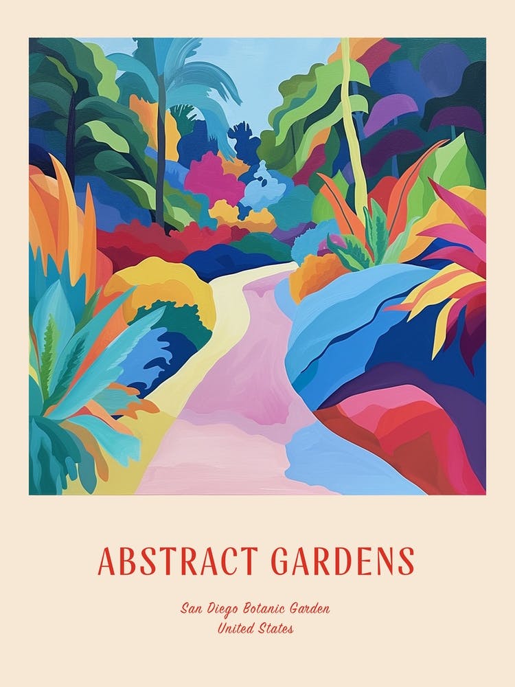 Colourful Gardens San Diego Botanic Garden Usa 3 Red Poster