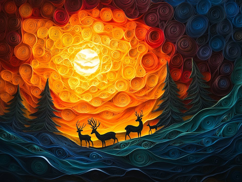 Paper Quilling Forest Landscape