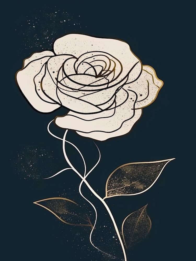 Line Art Roses Flowers Illustration Neutral 3