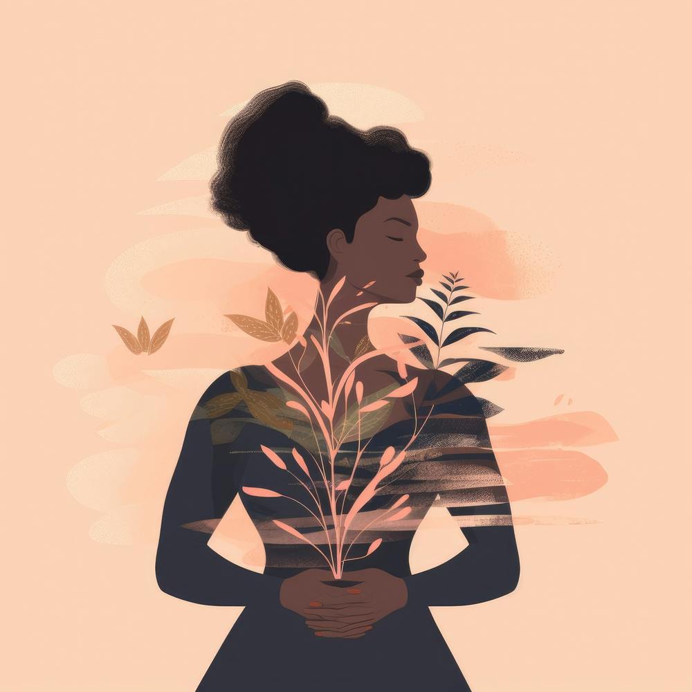 Black Woman Holding A Plant