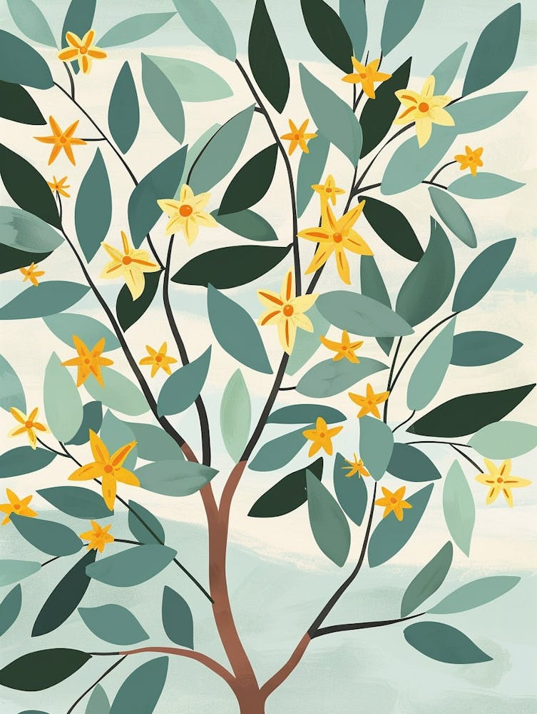Pecan Tree Flat Illustration 3
