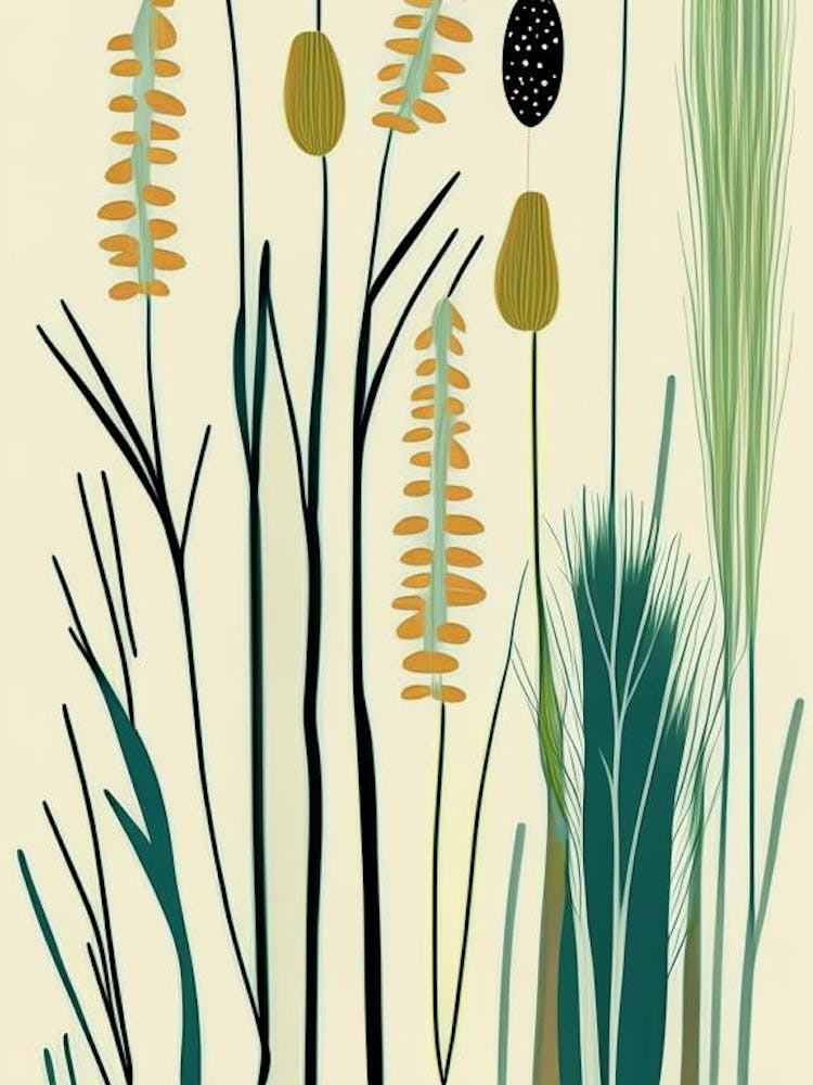 Horsetail Wildflower Modern Muted Colours 1