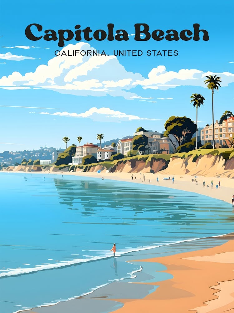 Capitola Beach Kalifornien Vereinigte Staaten Moderne Reiseillustration