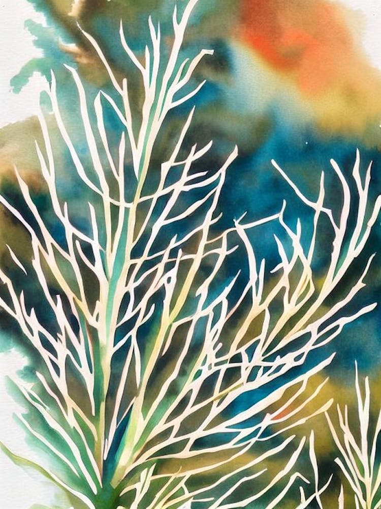 Acropora Jacquelineae 2 Vintage Grafik Aquarell