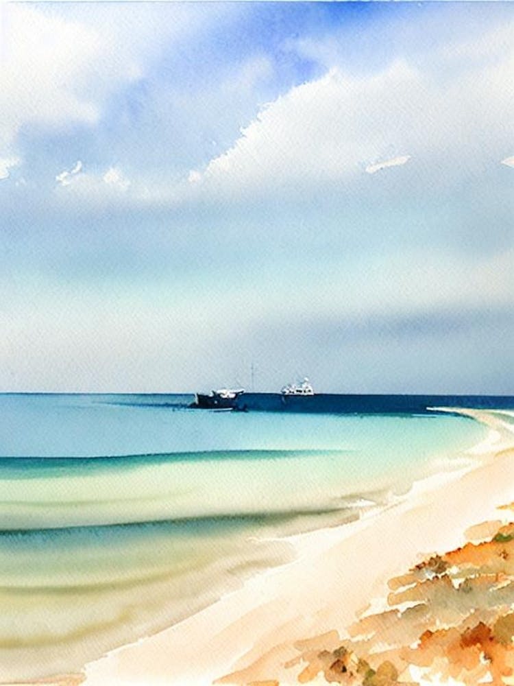 Spiaggia Di Tuerredda, Sardinia, Italy Aquarell