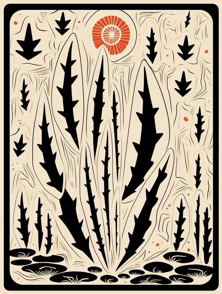 B&W Cactus Illustration Nopal Cactus 2
