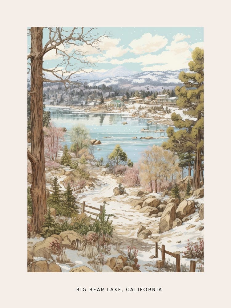 Vintage Winter Poster Big Bear Lake California 2