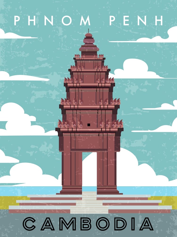Phnom penh, Cambodia — Retro travel minimalist poster