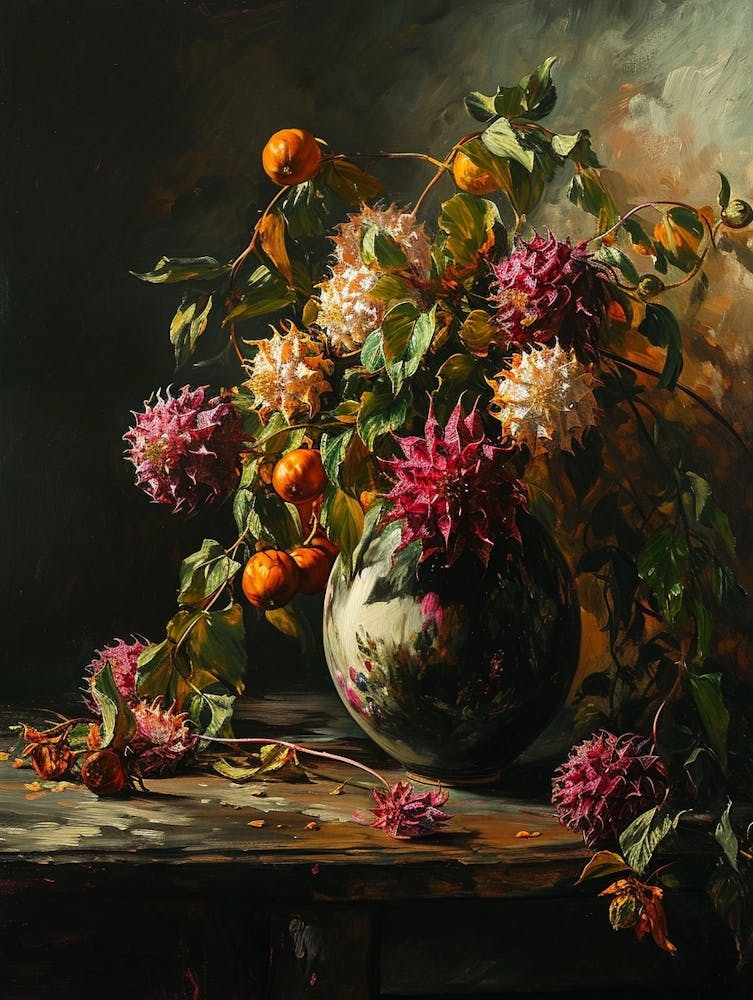 Baroque Floral Still Life Globe Amaranth 1