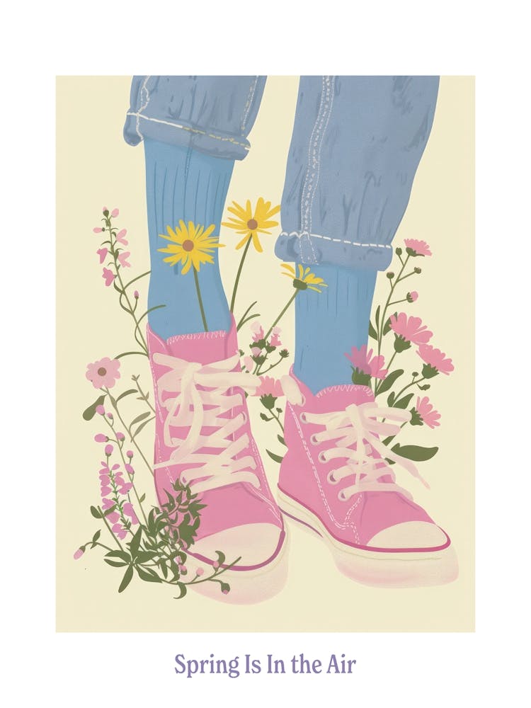Spring In In The Air Pink Sneakers And Flowers 6