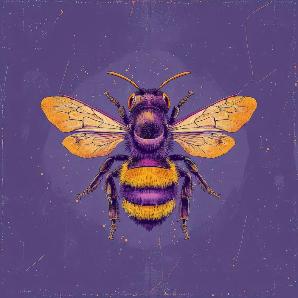 Bee On Purple Background