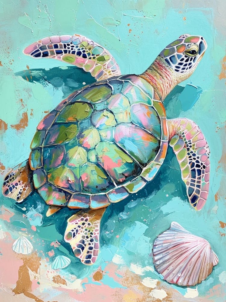 Pastel Rainbow Sea Turtle 2