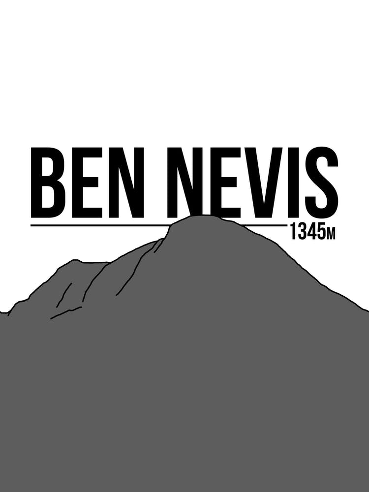 Ben Nevis Mountain Silhouette Print | National Peaks Prints | Scotland Print