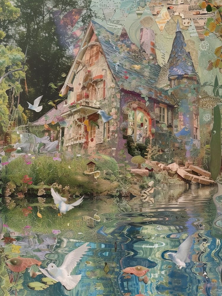 Fairy Village Collage Pond Monet Scrapbook 5