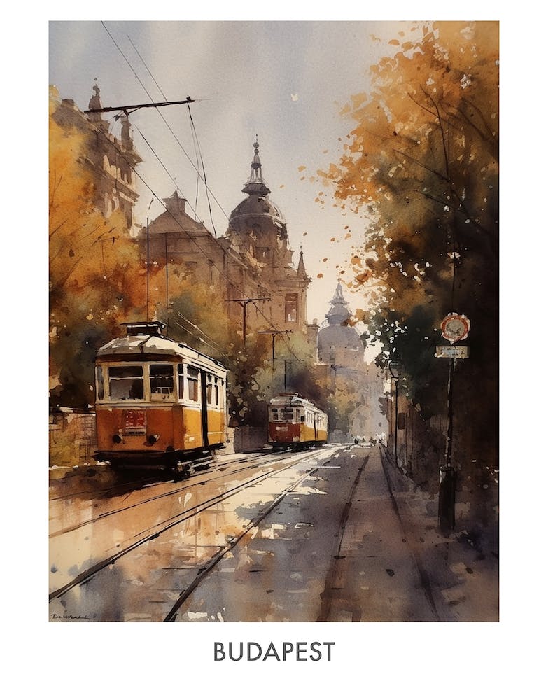 Budapest Watercolor 2 Travel Poster