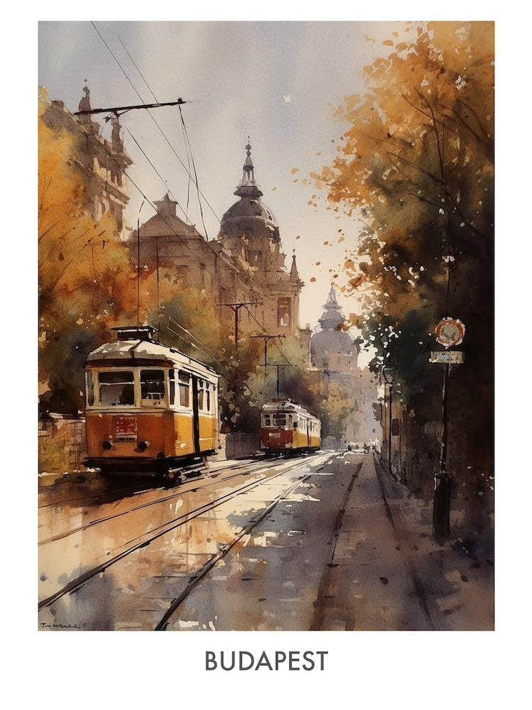 Budapest Watercolor 2 Travel Poster