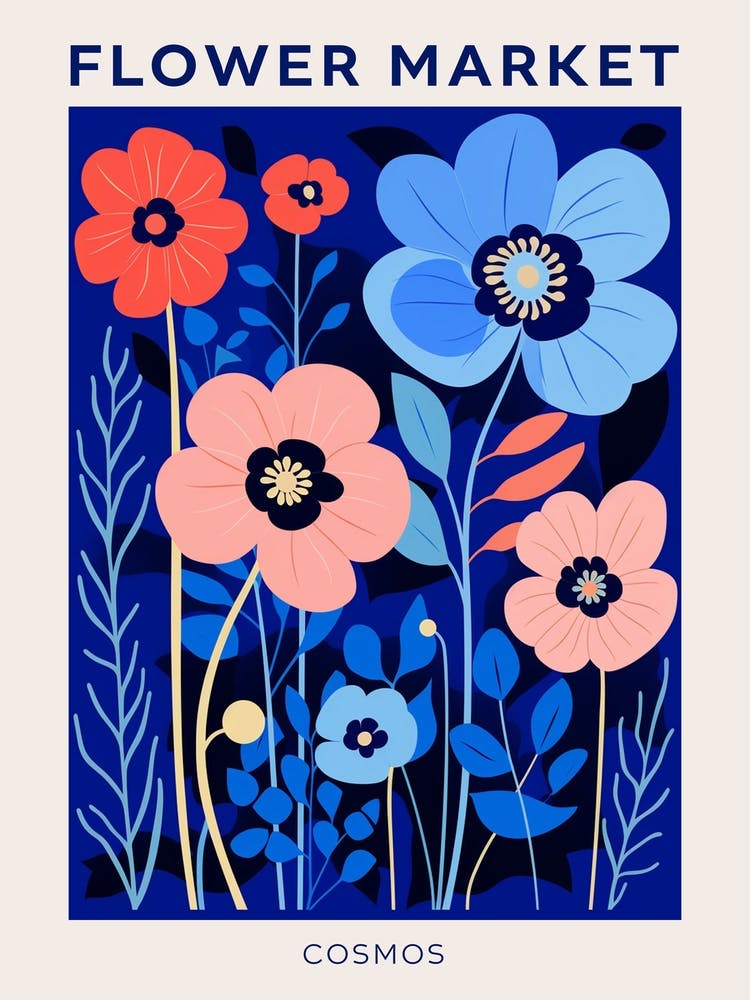 Blue Flower Market Poster Cosmos 4