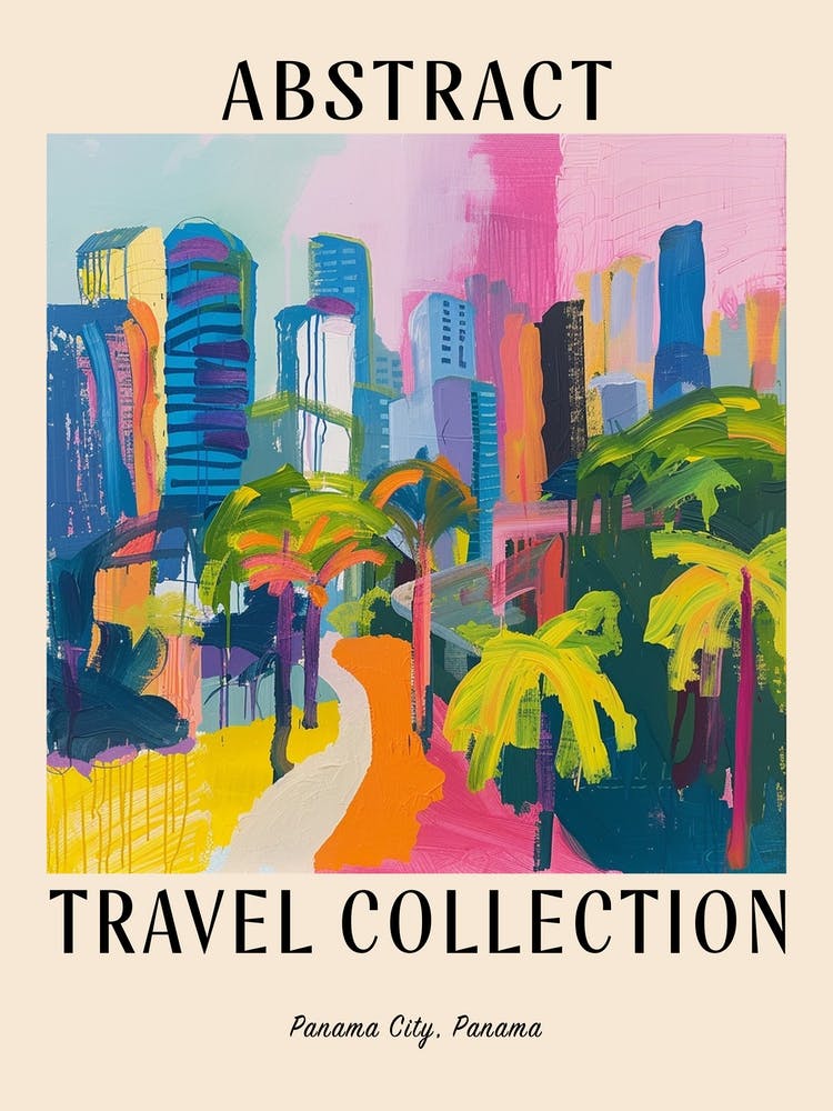 Panama City Panama 3 - Affiche de la collection de voyage abstraite