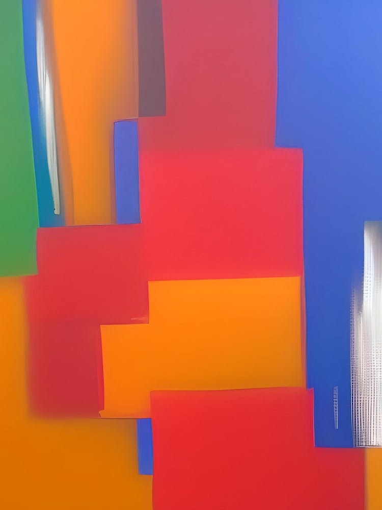 Vivid Colour Abstract Oil Blocks Orange Red Blue Blotches