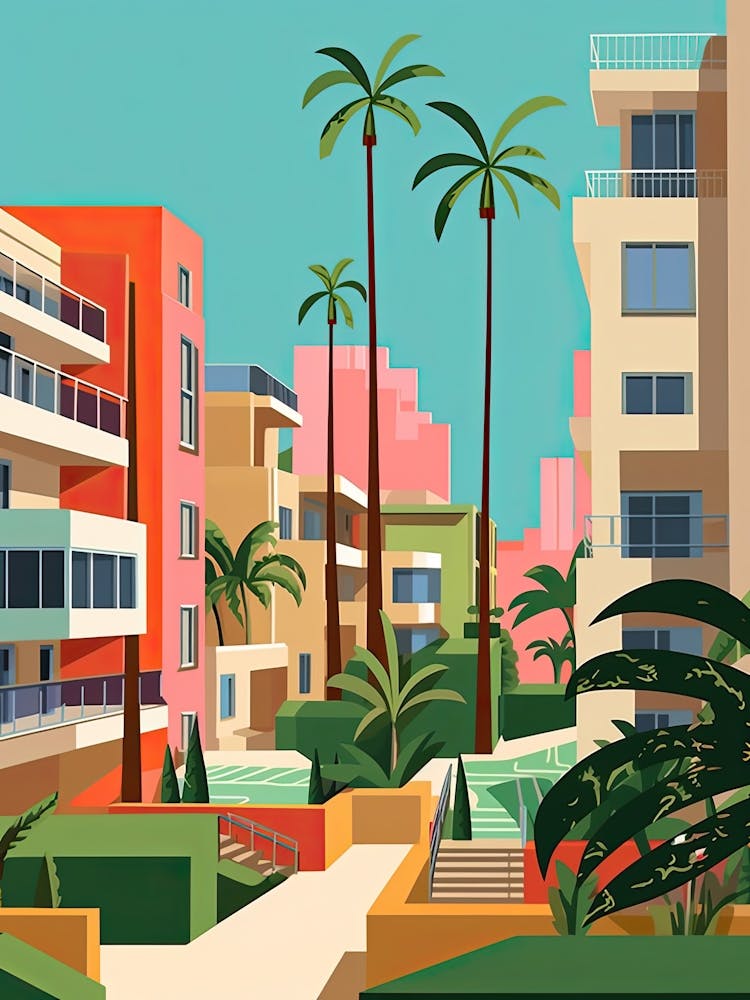 Miami Beach Florida, Usa, Graphic Illustration 2