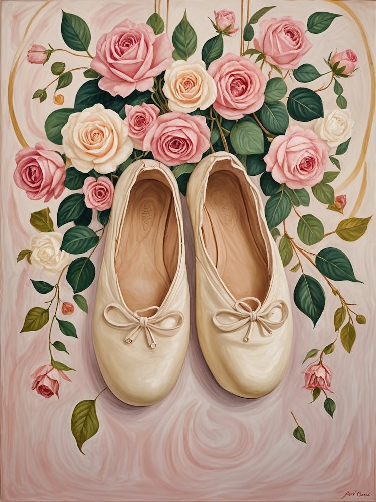 Pink Ballet Shoes and Roses
