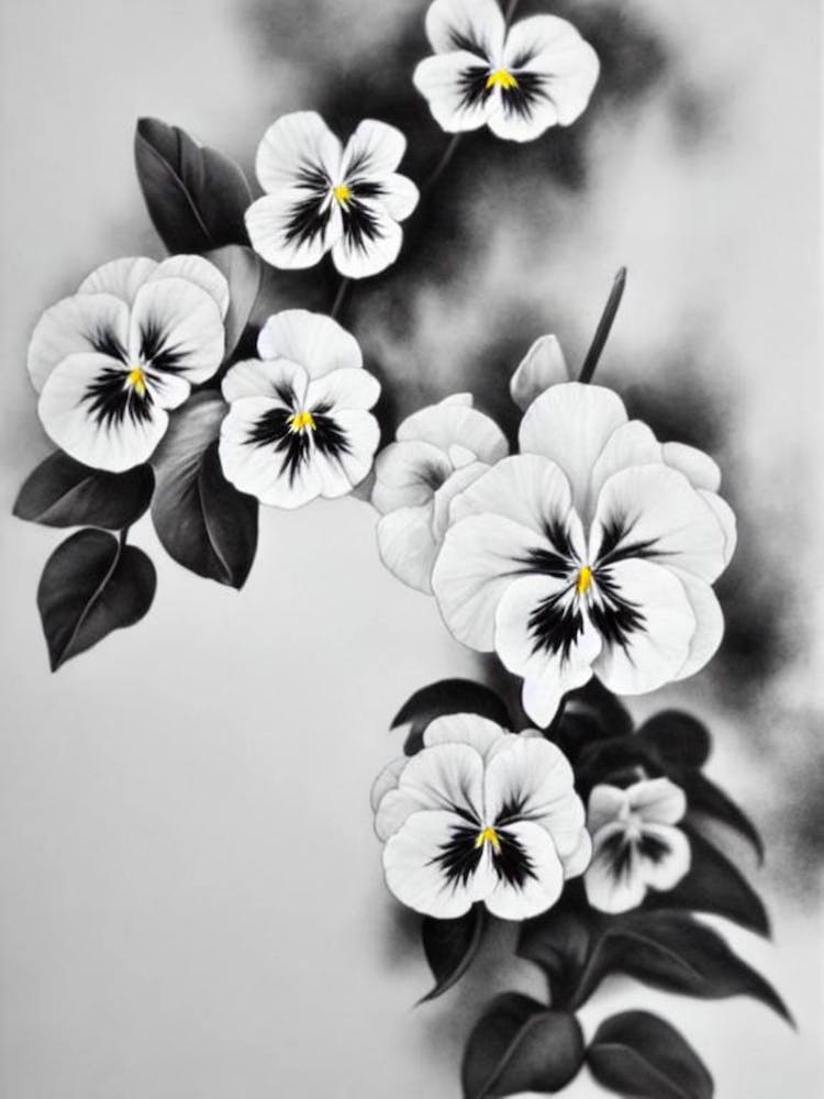Pansy B&W Pencil 1 Flower