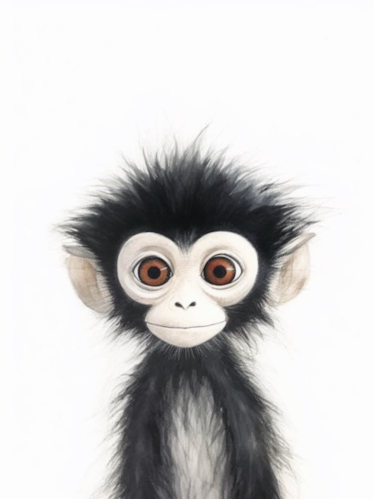 Watercolour Jungle Animal Baby Spider Monkey 1