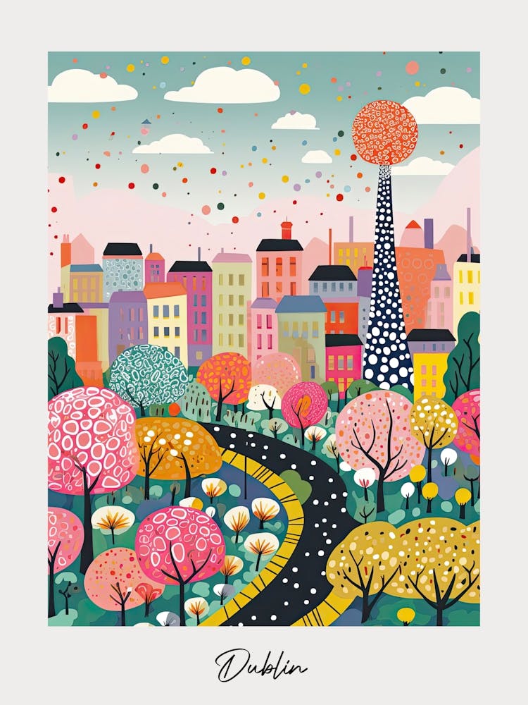 Poster von Dublin, Illustration im Pop-Art-Stil 4