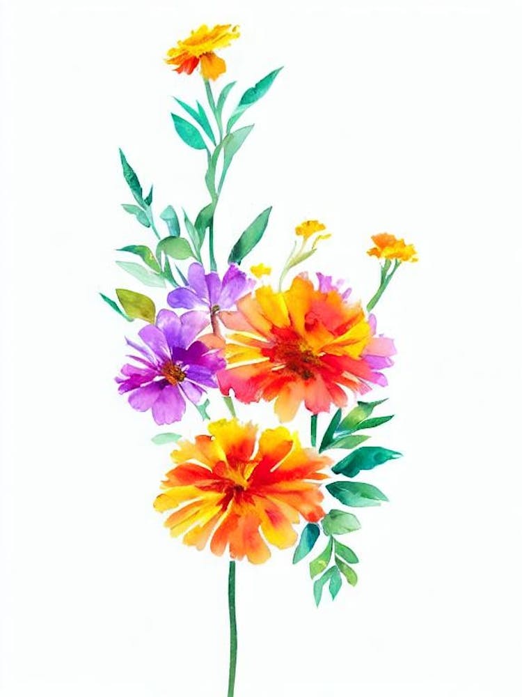 Marigold 2 Watercolour Flower