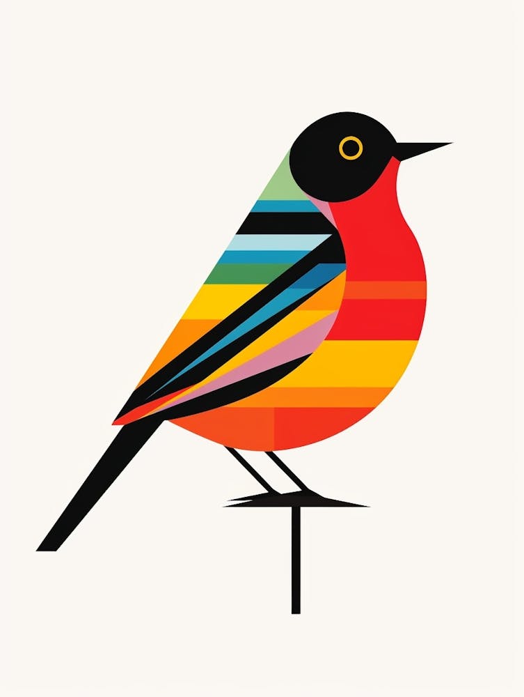 Colourful Geometric Bird Blackbird 2