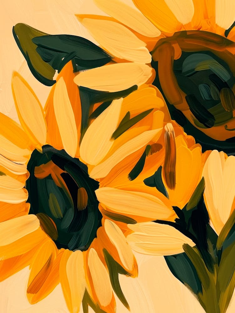 Sunflowers. Oil Painting