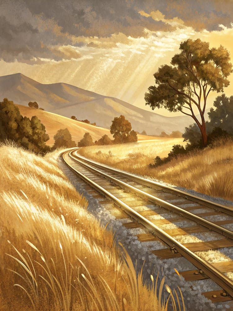 Oil Painting Style Diagonal Metallic Streaks