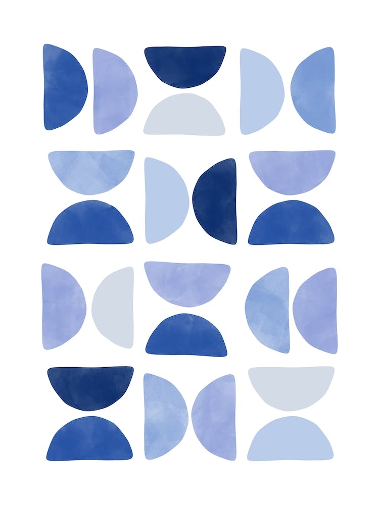 Blue Semi Circles Print No.3