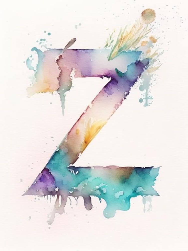 Z, Letter, Alphabet Storybook Watercolour