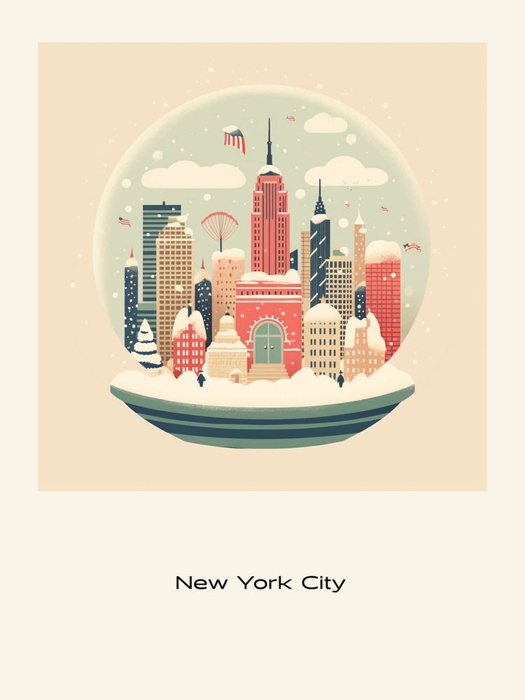 New York City Usa 3 Snowglobe Poster