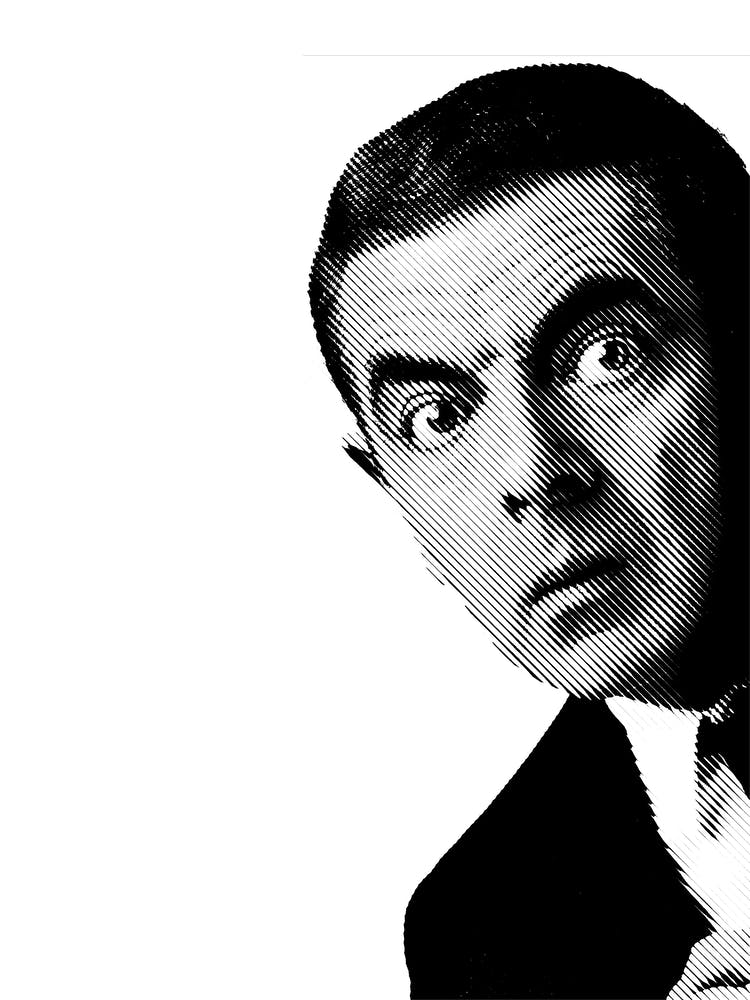 Rowan Atkinson Mr. Bean in Line Illustration