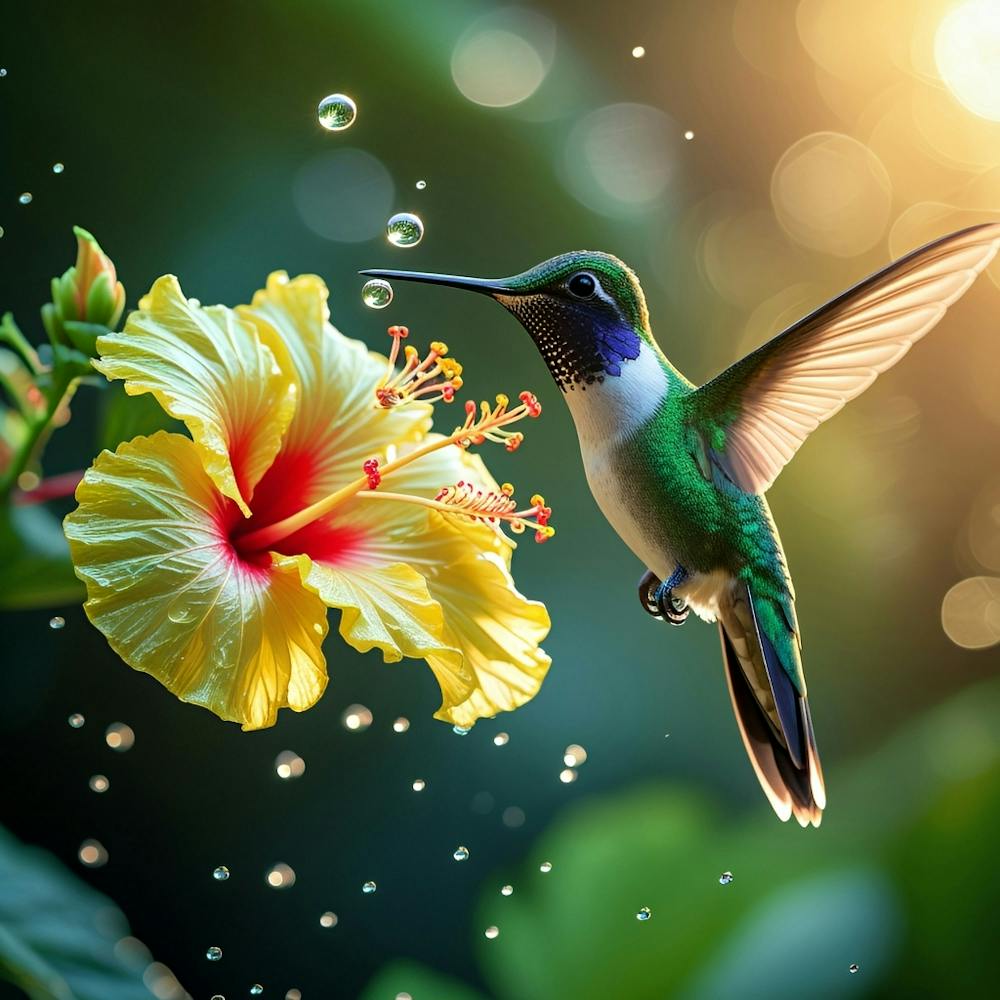 Kolibri mit Blume
