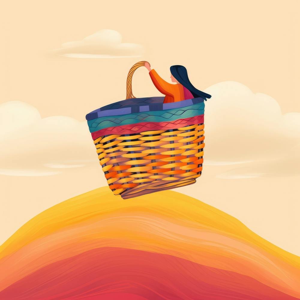 Illustration Of A Woman Carrying A Basket 1