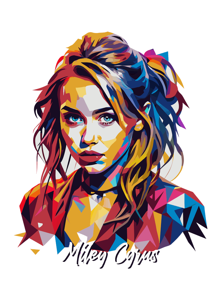 Myley Cyrus 02 Portrait Music Icon Style WPAP Pop Art