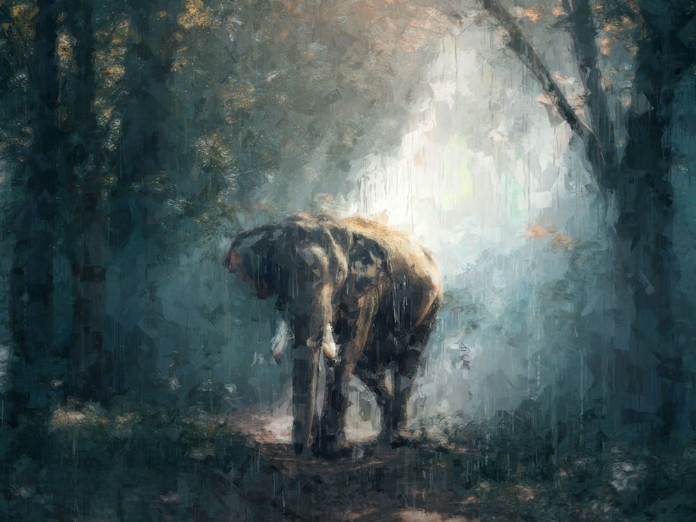 Elephant Impressionist Digital Pianting