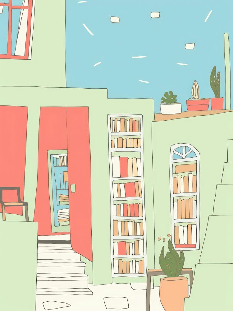Santorini Le Coin Lecture Couleurs Pastel 1