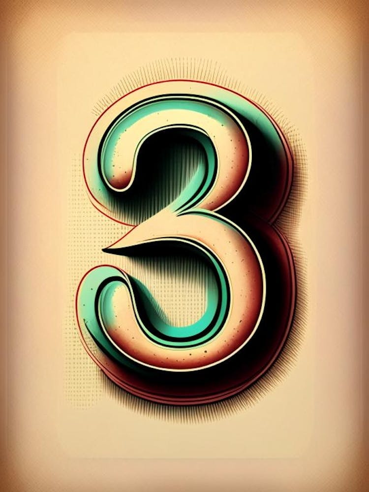 33, Number, Education Retro Drawing 3