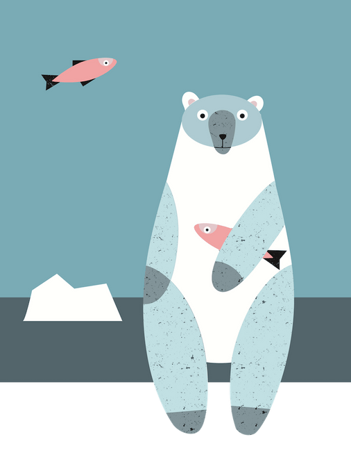 compare a fish and polar bear Polar bear catching fish Scandinavian style