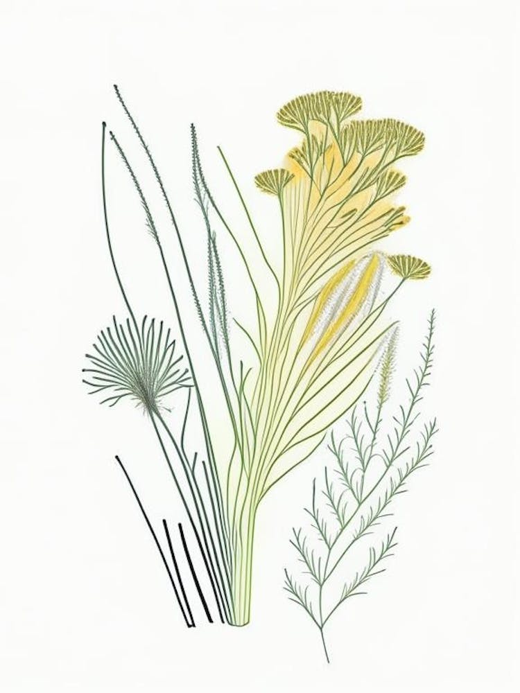 Fennel Seed Spices And Herbs Minimal Line Drawing 4