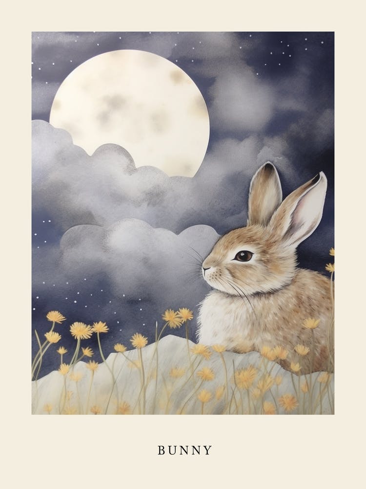 Sleeping Baby Bunny 5 Nursery Poster