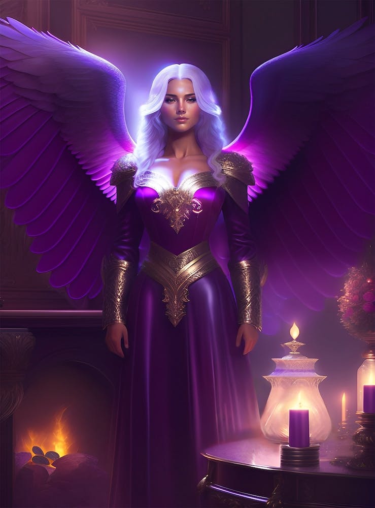 Angel In Front Of A Fireplace